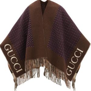 NWT Gucci Sold Out Check logo-jacquard wool poncho